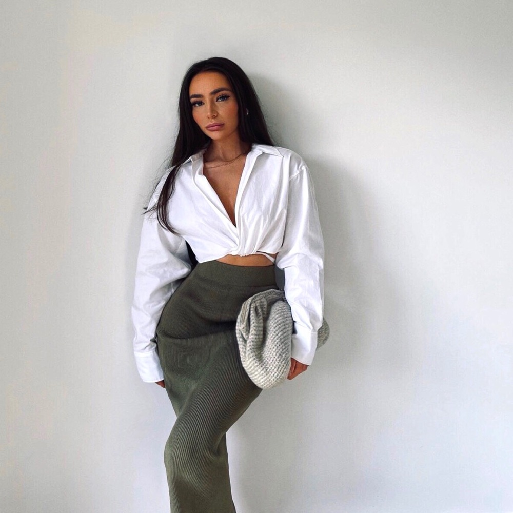 Zara Green High-waist skirt